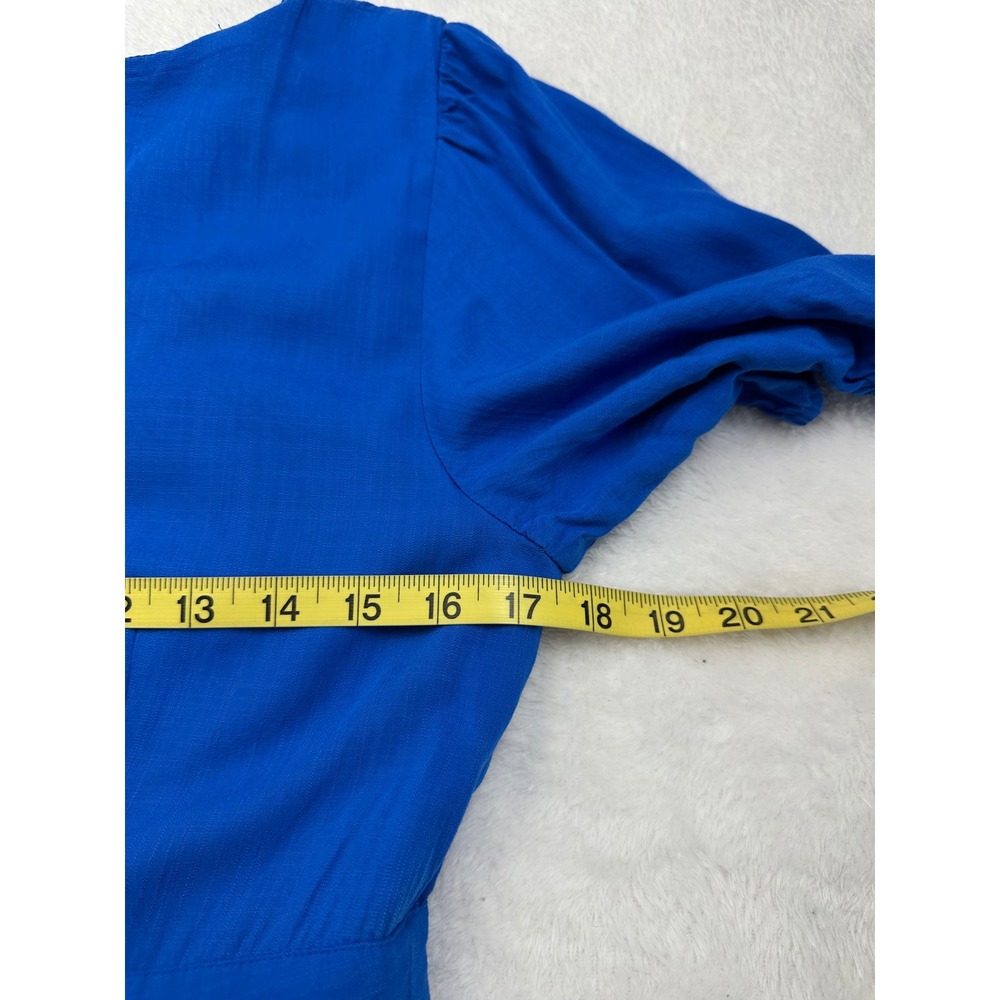 Ann Taylor Factory Royal Blue Tiered V-Neck Puff Sleeve Midi Dress Womens 6 - Picture 7 of 10
